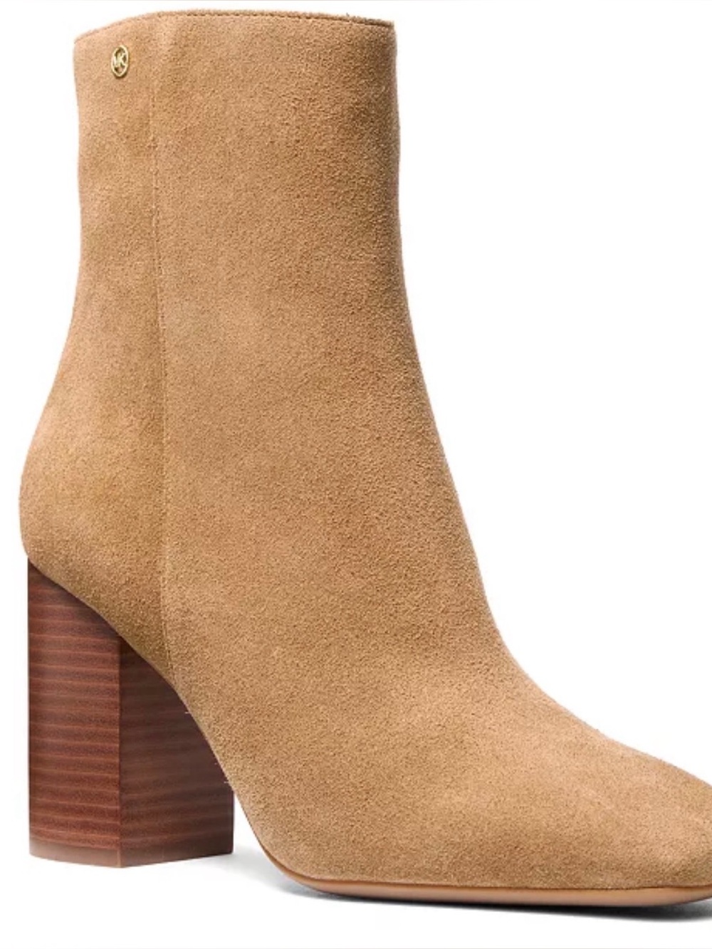 Michael Kors Camel Suede Stacked Heel Ankle Boot